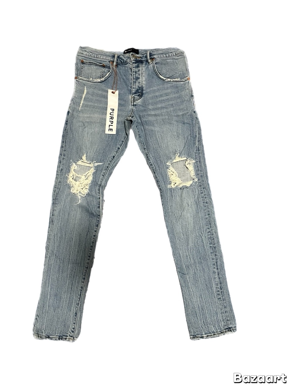 Slim Straight Distressed Light Blue Men’s Jeans